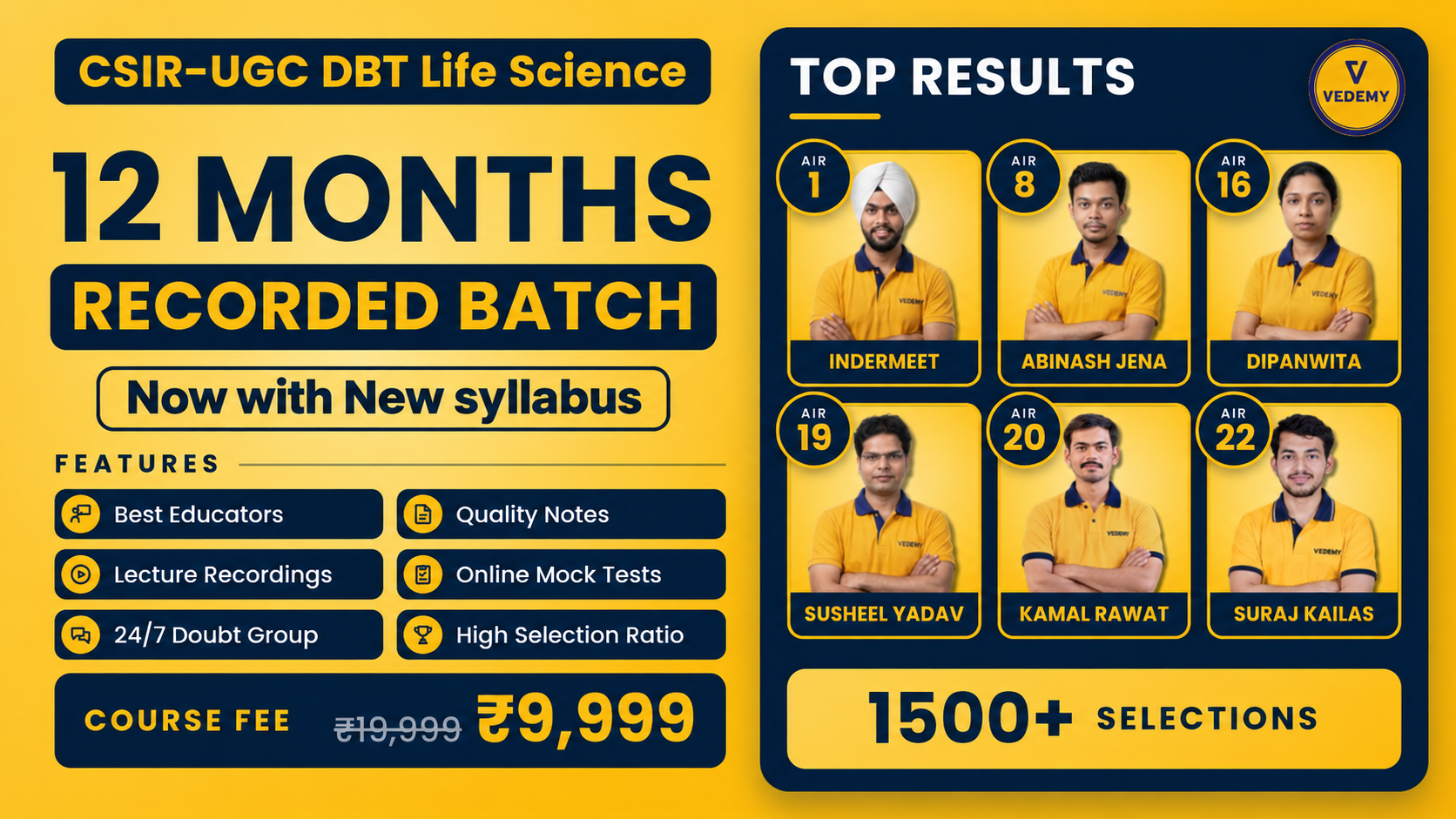 CSIR-UGC DBT Life Science Recorded Batch | 12 Months | Vedemy